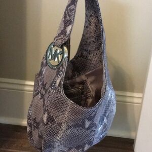 Michael Kors Gray Snakeskin Shoulder Bag